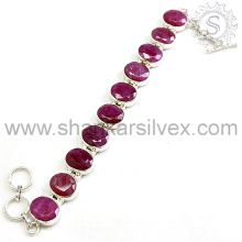 Rich Personality !! Pink Ruby Sterling Silver Bracelet /Handmade Silver Jewelry /Perfect Indian Gemstone Jewelry BRCT1070-1